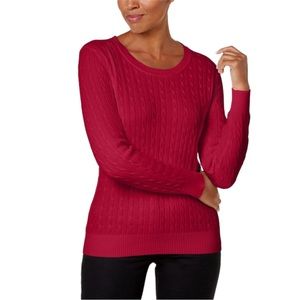 Karen Scott Red Cable Knit Sweater Size L